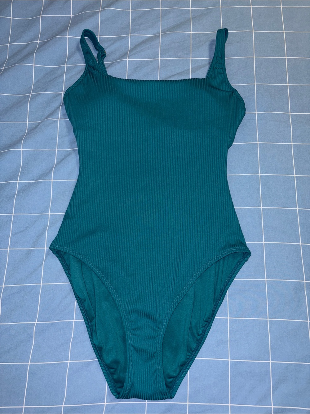 Bleu Rod Beattie Teal Ribbed Scoop One-Piece Swimsuit
